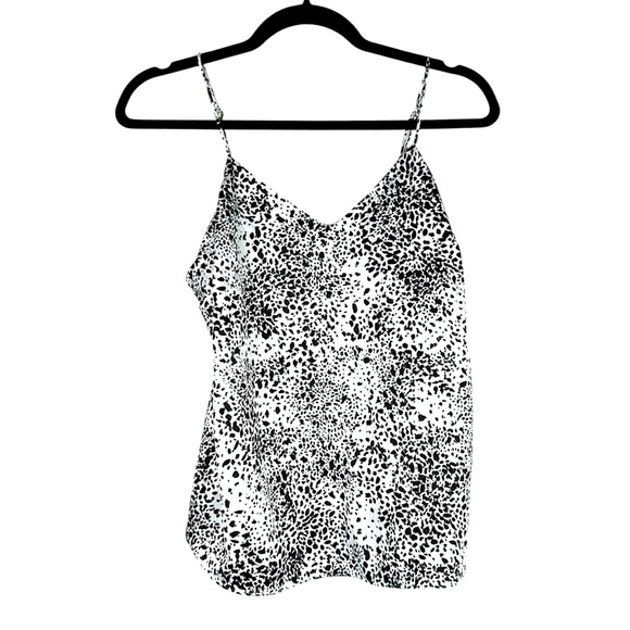 Nine West Black & White Leopard Spaghetti Strap V-Neck Camisole Tank Top Size S - Picture 1 of 6